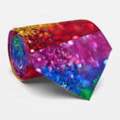 Glam Glitzer Farbige Regenbogen Pailletten Krawatte (Gerollt)