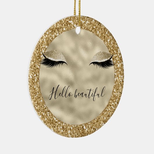 Glam Glitzer Girly Eyelashes personalisiert Keramik Ornament (Rechts)