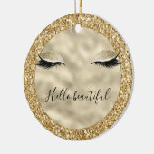 Glam Glitzer Girly Eyelashes personalisiert Keramik Ornament (Links)