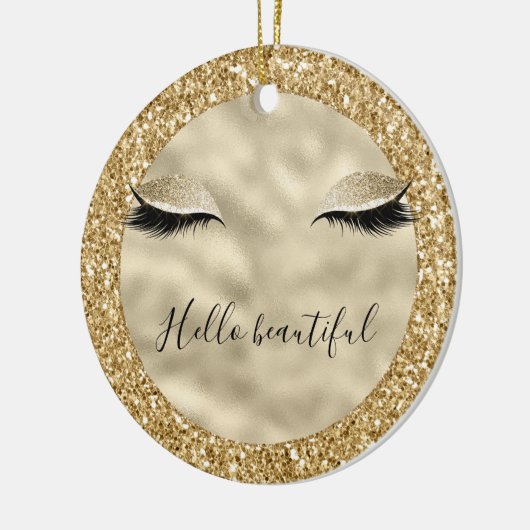 Glam Glitzer Girly Eyelashes personalisiert Keramik Ornament (Links)