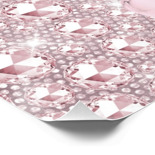 Glam Glitzer Girly Pink Poster (Ecke)