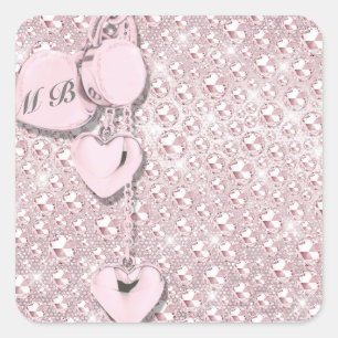 Glam Glitzer Girly Pink Quadratischer Aufkleber