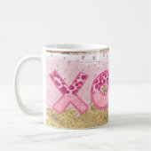 Glam Glitzer Gold Pink Luxe XOXO Valentine Kaffeetasse (Links)