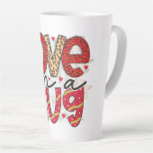 Glam Glitzer Gold Red Luxe Liebe Valentines Milchtasse (Rechte Ecke)