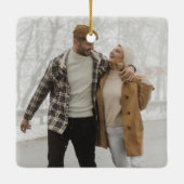 Glam Glitzer Gold Red Luxe XOXO Valentines Foto Keramikornament (Rückseite)