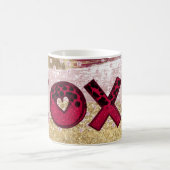 Glam Glitzer Gold Red Luxe XOXO Valentines Kaffeetasse (Mittel)