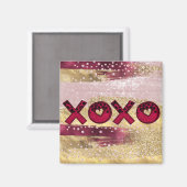 Glam Glitzer Gold Red Luxe XOXO Valentines Magnet (Vorderseite/Rückseite)