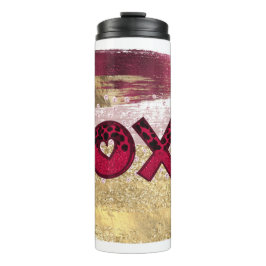 Glam Glitzer Gold Red Luxe XOXO Valentines Thermosbecher
