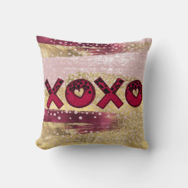 Glam Glitzer Gold Red Luxe XOXO Valentines Throw Kissen