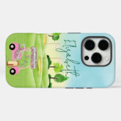 Glam Glitzer Lady Golfer Pink Cart Clubs Monogram Case-Mate iPhone Hülle (Rückseite (Horizontal))