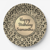 Glam Glitzer Leopard Druckplatte Pappteller (Vorderseite)