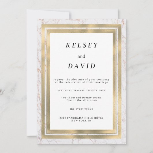 Glam-Glitzer-Marmor Einladung (Vorderseite)