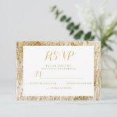Glam-Glitzer mit weißem Gold grenzt an eine Hochze RSVP Karte (Stehend Vorderseite)