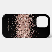 Glam Glitzer Rose Gold Pink Monogram Sweet 16 Case-Mate iPhone Hülle (Rückseite (Horizontal))