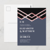 Glam Glitzer Rosegold Black Deko Wedite Postkarte (Vorne/Hinten)