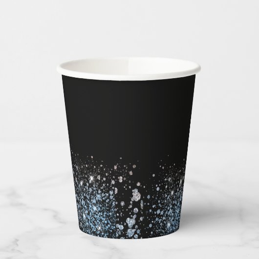 Glam Glitzer Schwarzes Party Papiertasse Pappbecher (Links)