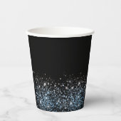 Glam Glitzer Schwarzes Party Papiertasse Pappbecher (Vorderseite)