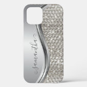 Glam Glitzer Silver Sequin Metal-Look OtterBox Case-Mate iPhone Hülle (Rückseite)