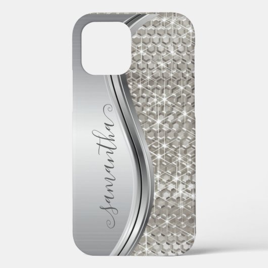 Glam Glitzer Silver Sequin Metal-Look OtterBox Case-Mate iPhone Hülle (Rückseite)