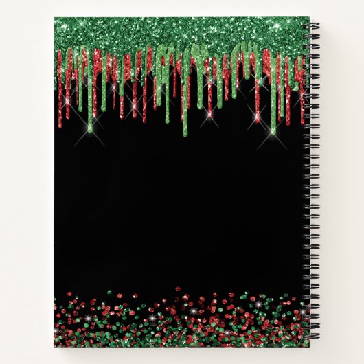 Glam Glitzer Tropfen Rot & Grün Notizblock (Rückseite)