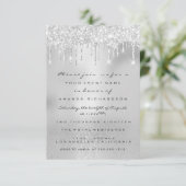 Glam Glitzer Tropfens Gray Silver Bridal Sweet 16. Einladung (Stehend Vorderseite)