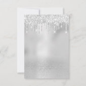 Glam Glitzer Tropfens Gray Silver Bridal Sweet 16. Einladung (Rückseite)