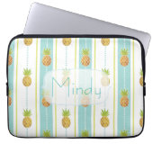 Glam Glitzer Tropische Ananas & Streifen und Punkt Laptopschutzhülle (Vorderseite)