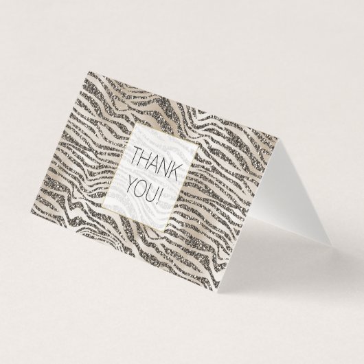 Glam Glitzer Zebra Print Vielen Dank (Vorderseite)