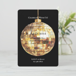 Glam Glitzy Diskothek Ball Geburtstag Einladung