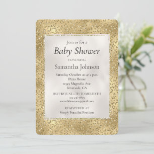 Glam Glitzy Glitzer Leopard Baby Shower Einladung