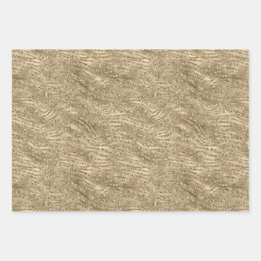 Glam Glitzy Glitzer Leopard Zebra Print Geschenkpapier Set (Vorderseite 2)