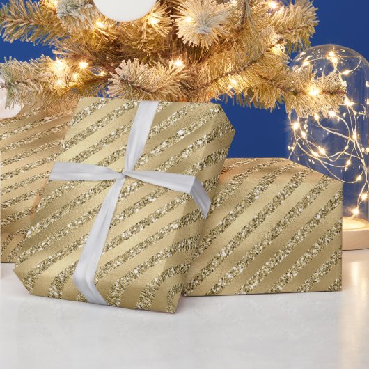 Glam Glitzy Glitzer Streifen Geschenkpapier (Feiertage)