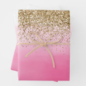 Glam Glitzy Sparkle Glitzer Pink Ombre Geschenkpapier Set (Beispiel)