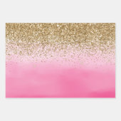 Glam Glitzy Sparkle Glitzer Pink Ombre Geschenkpapier Set (Vorderseite)
