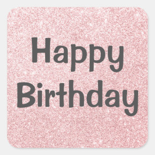 Glam Glücklicher Geburtstag Blush Pink Rosen Gold Quadratischer Aufkleber