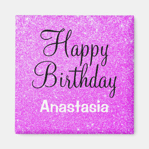 Glam Glücklicher Geburtstag Lila Glitter Funkeln N Magnet