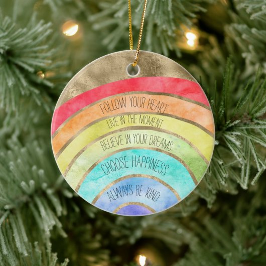 Glam GoId Rainbow Keramik Ornament (Baum)