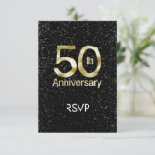 Glam Gold 50 Jahre alt RSVP Karte (Stehend Vorderseite)