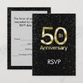 Glam Gold 50 Jahre alt RSVP Karte (Vorne/Hinten)