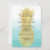 Glam Gold Ananas Aqua Aqua Einladung (Vorderseite)
