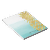 Glam Gold Ananas Aqua Aqua Notizblock (angewinkelt)