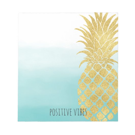 Glam Gold Ananas Aqua Aqua Notizblock (Vorderseite)
