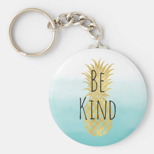 Glam Gold Ananas Aqua Aqua Schlüsselanhänger (Vorne)