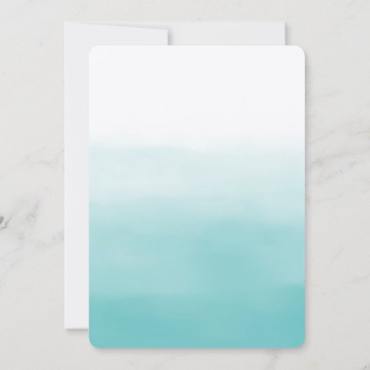 Glam Gold Ananas Aqua Wasserfarbe Ombre Wedding Einladung (Rückseite)