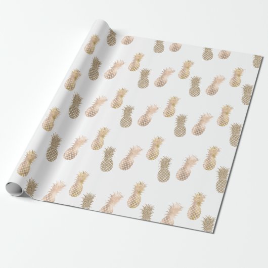 Glam Gold Ananas Geschenkpapier (Ungerollt)