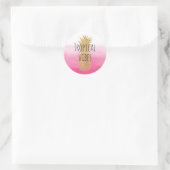 Glam Gold Ananas Pink Wasserfarbe Ombre Runder Aufkleber (Tasche)