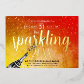 Glam Gold and Red New Year Calligrafy Einladung (Vorderseite)