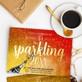 Glam Gold and Red New Year Calligrafy Einladung