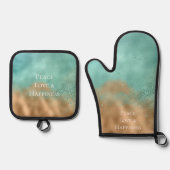 Glam Gold Aqua Glitz Glitzer Ofenhandschuh & Topflappen-Set (Vorderseite)