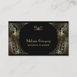 Glam Gold Art Deco Berufliches Monogramm Visitenkarte